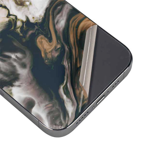 Copper and Black Marble Ink iPhone 16 Pro Skin